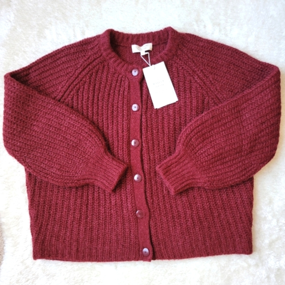 (sold) Sezane Emile Alpaca + Wool πβ€οΈπ¦ Cardigan, Burgundy Large - Picture 1 of 12